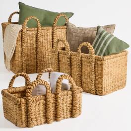 Best Choice Products - 3Pc Shelf Baskets, Small, Large and XL Chunky Woven Wicker Baskets w/ Braided Handles - Natural