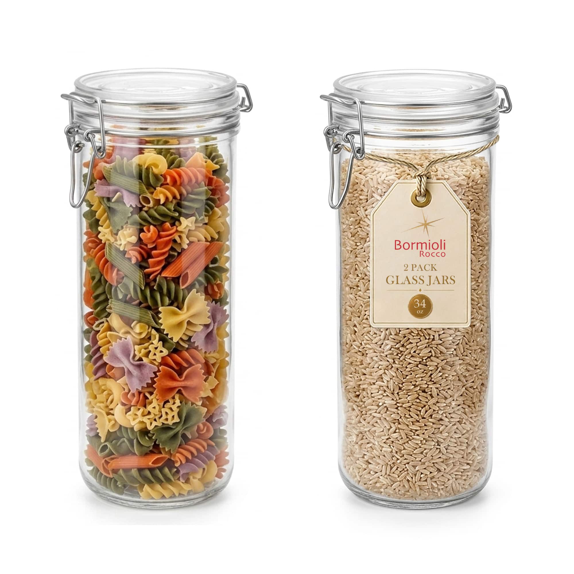 Bormioli Rocco - Fido Airtight Glass Canister Set of 2, 33.75 oz BPA Free - Clear price history on PriceWatchPro