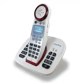 Clarity - 1-Cordless Handset DECT 6.0 50-dB Amplified Phone System for Landline, Answering System, Call Blocker, Red Ringer, XLC8 - White