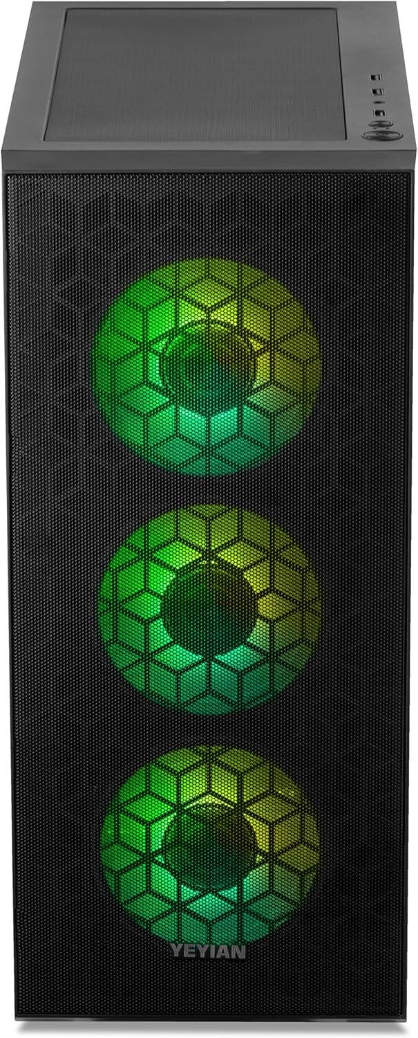 Alt View 1. YEYIAN - YEYIAN Gaming PC. AMD Ryzen 5 8400F, NVIDIA RTX 5060, 1 TB NVMe, 16GB DDR5, 650W, W11. Model  YPA-YU84F0B-5601U - Black.