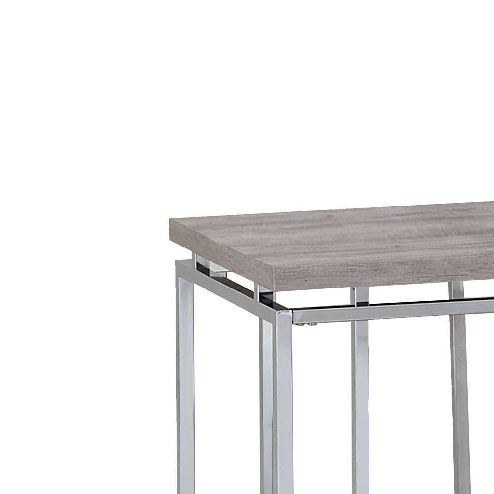 Alt View 1. Manhattan Lane - End Table with Rectangular Tabletop and Metal Legs - Silver and Brown.