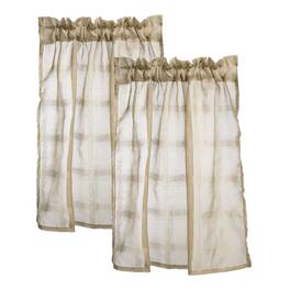 Unique Bargains - 2pcs Window Valance Curtains, 29x24 Inch, Small Short Light Filtering Sheer for Bedroom Bathroom Living Room - Brown