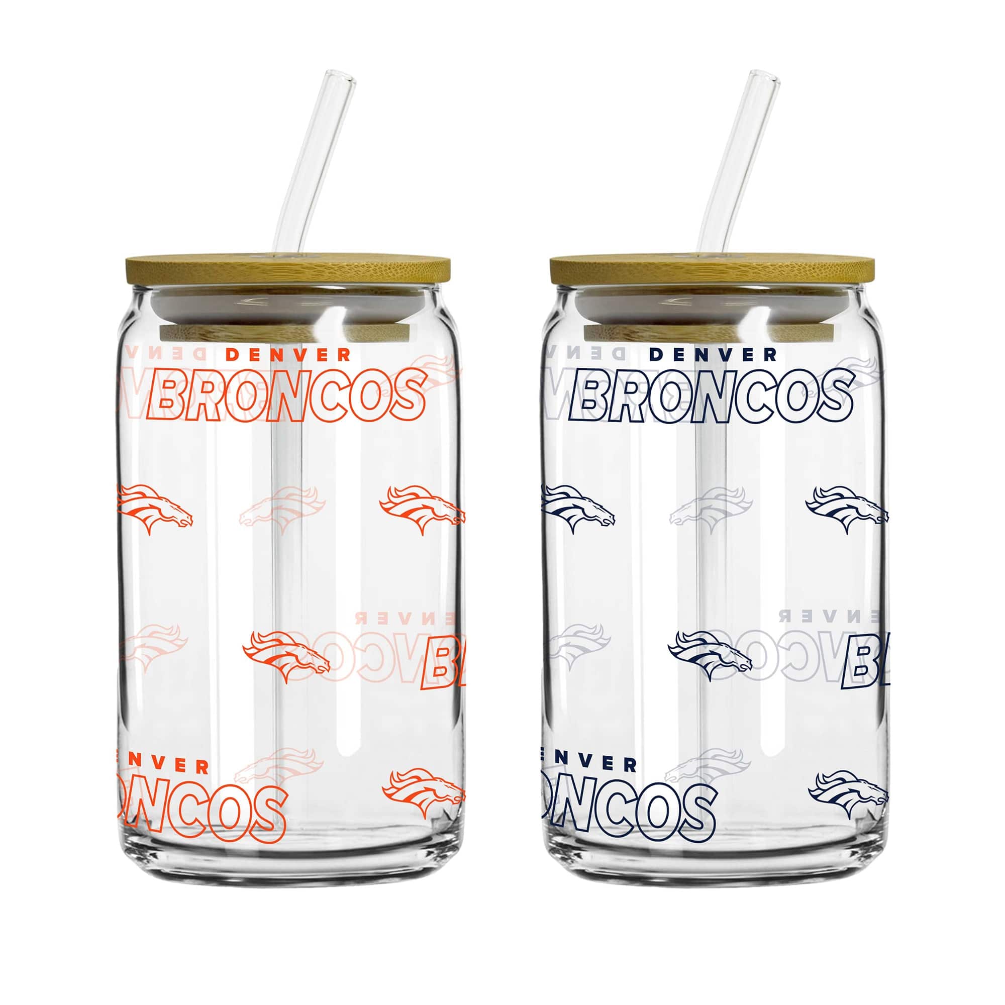 Logo Brands - 16oz. Step And Repeat Glass Can with Lid & Straw 2-Pack - Multicolor