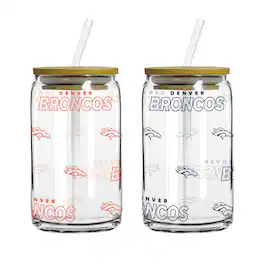Logo Brands - 16oz. Step And Repeat Glass Can with Lid & Straw 2-Pack - Multicolor