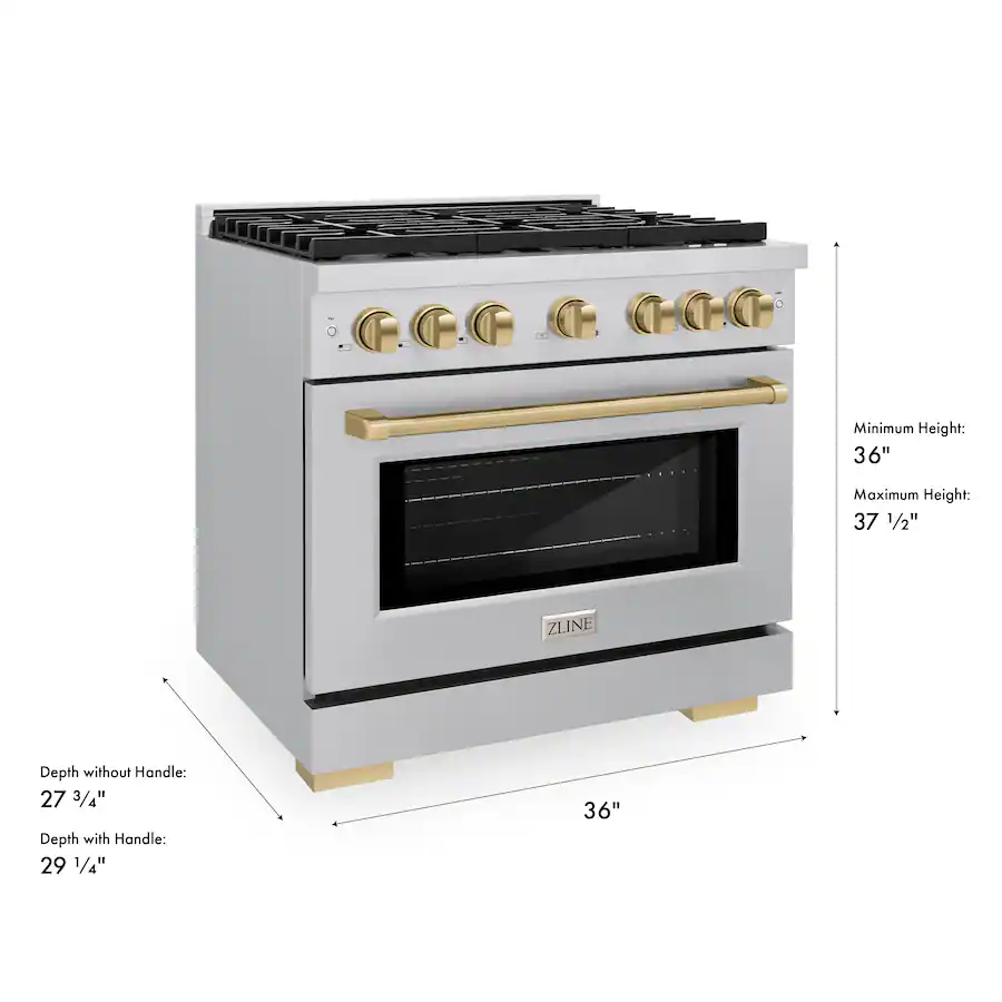 Paramount Handle ZLINE 36 in. Wide 6 Burner Autograph 5.2 cu. ft. Freestanding Paramount ...