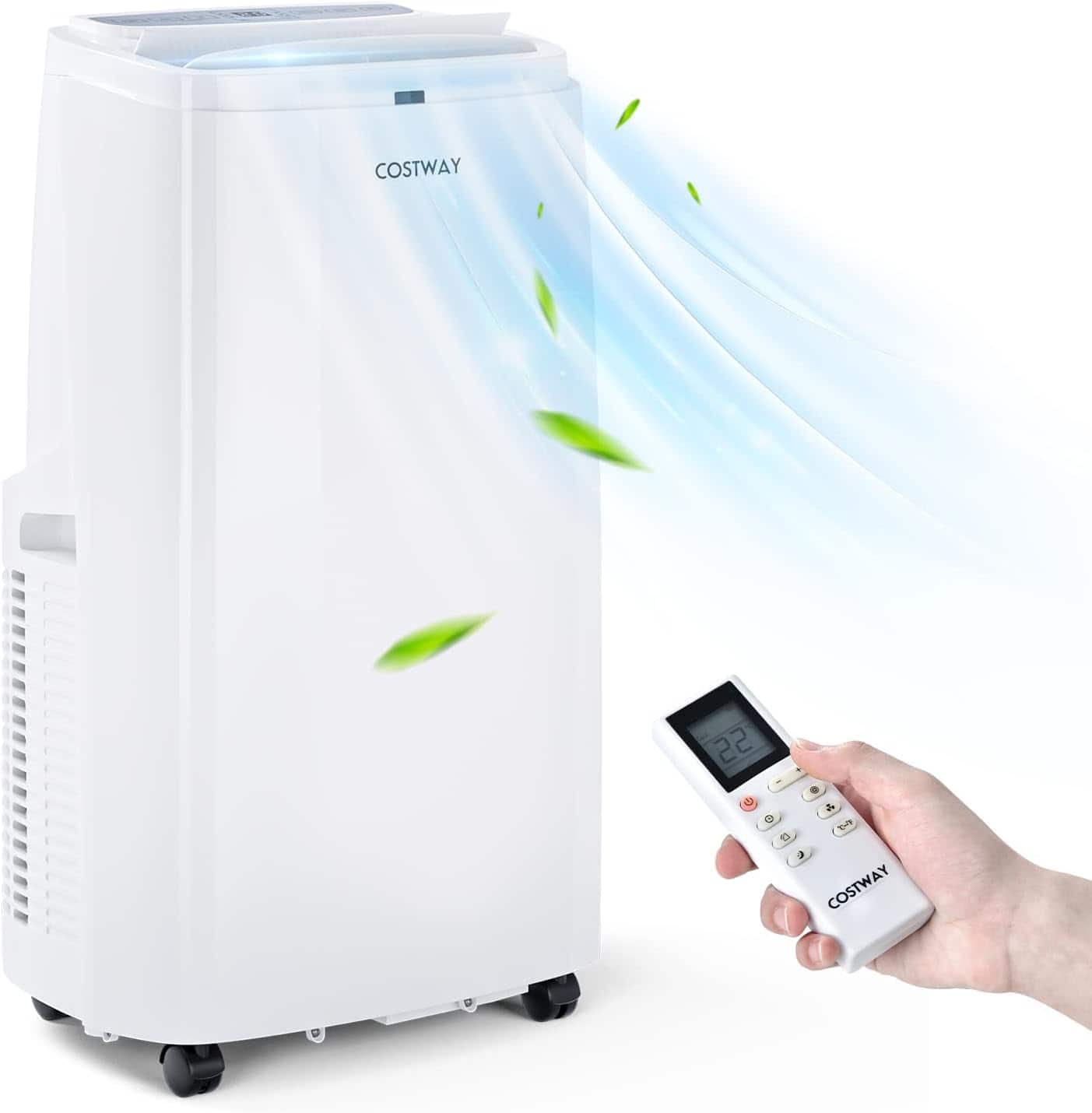 Costway - Portable Air Conditioner, 1,2000 BTU 3 in 1 Air Cooler w/Fan & Dehumidifier - White