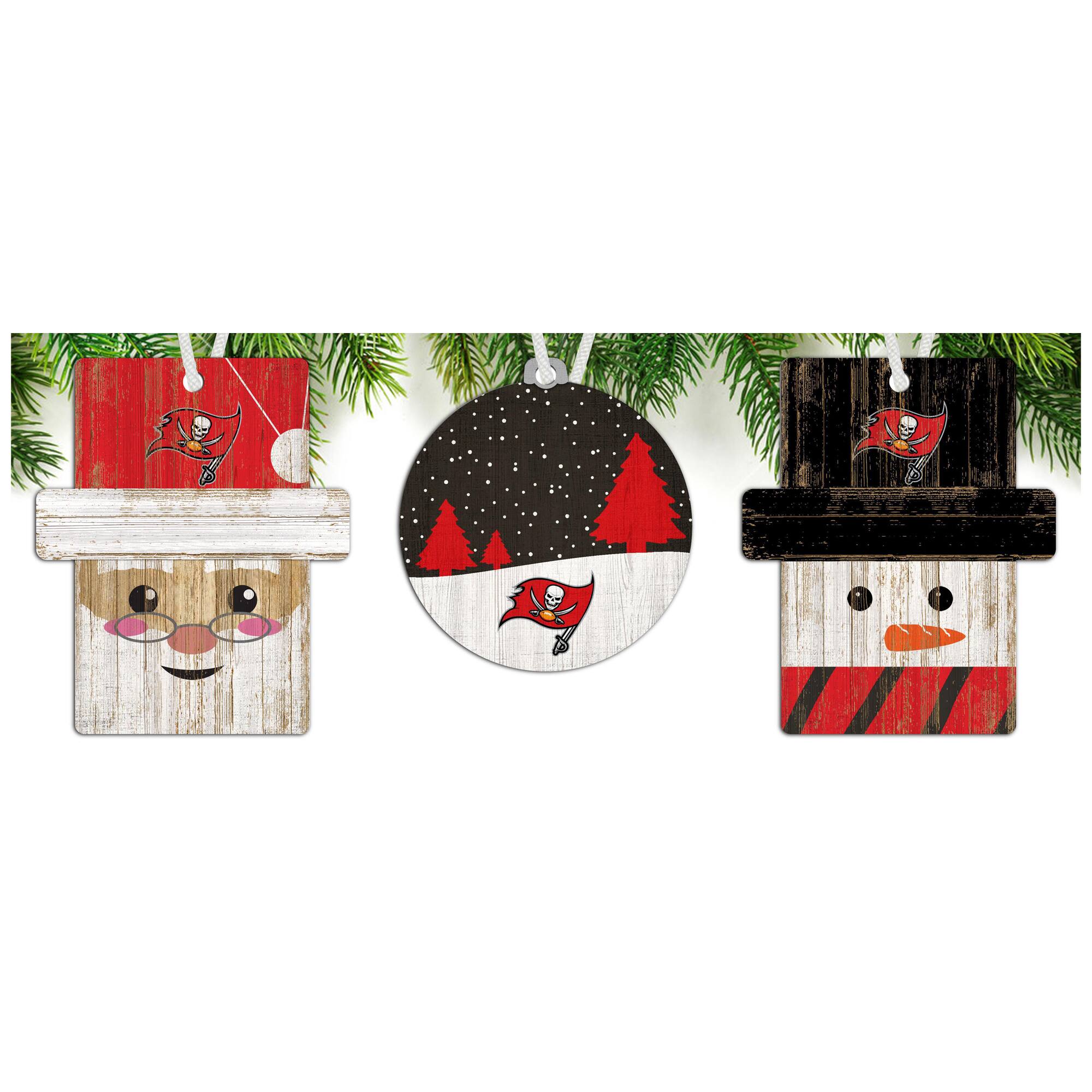 Front. Fan Creations - Tampa Bay Buccaneers 3-Pack Ornament Set - Multicolor.