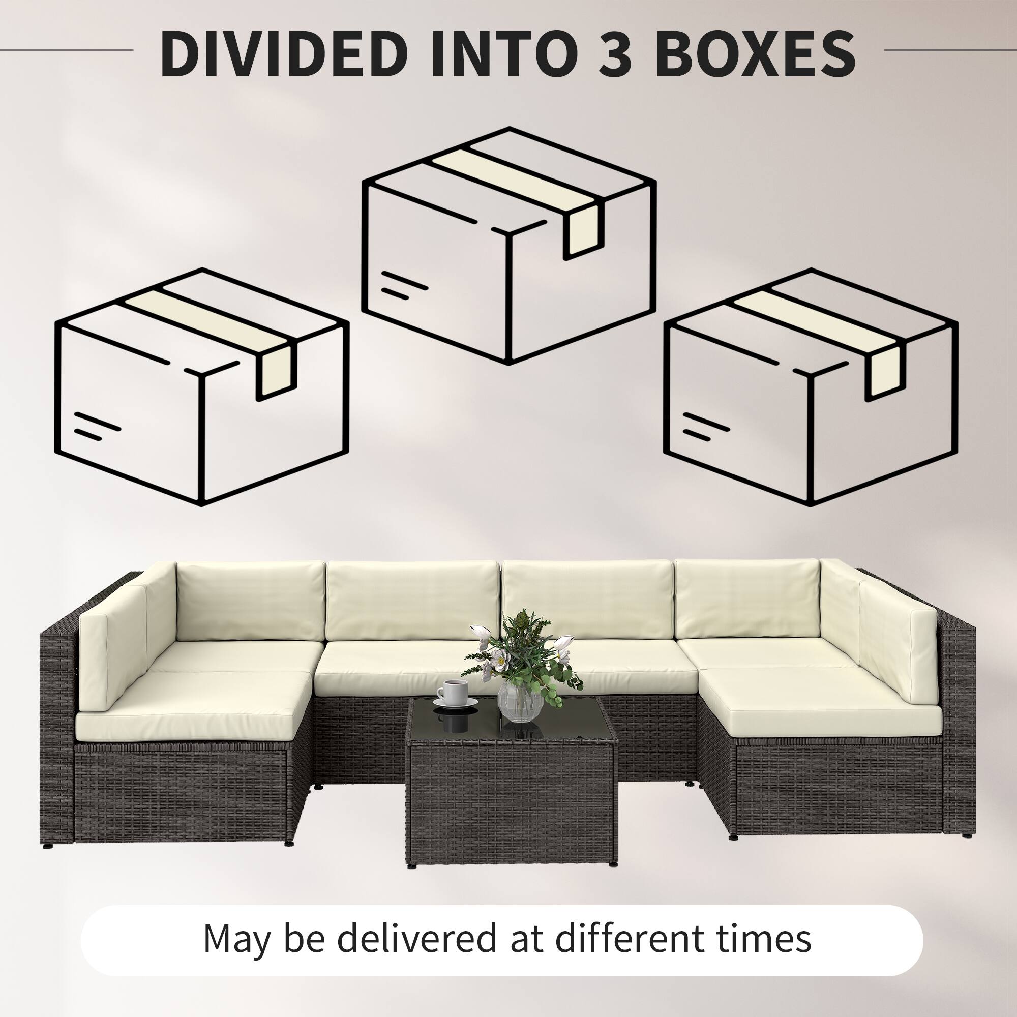 DIVIDED INTO 3 BOXES  
May be delivered at different times