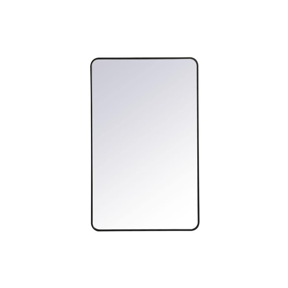 Back. Elegant Decor - Soft corner metal rectangular mirror 30x48 inch in Black - Black.
