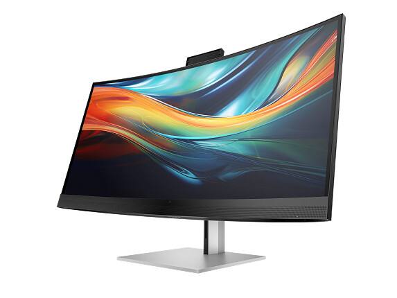 Left. HP - HP 740pm 40" Class Webcam 5K2K WUHD Curved Screen LED Monitor - 21:9 - Black, Silver - black.