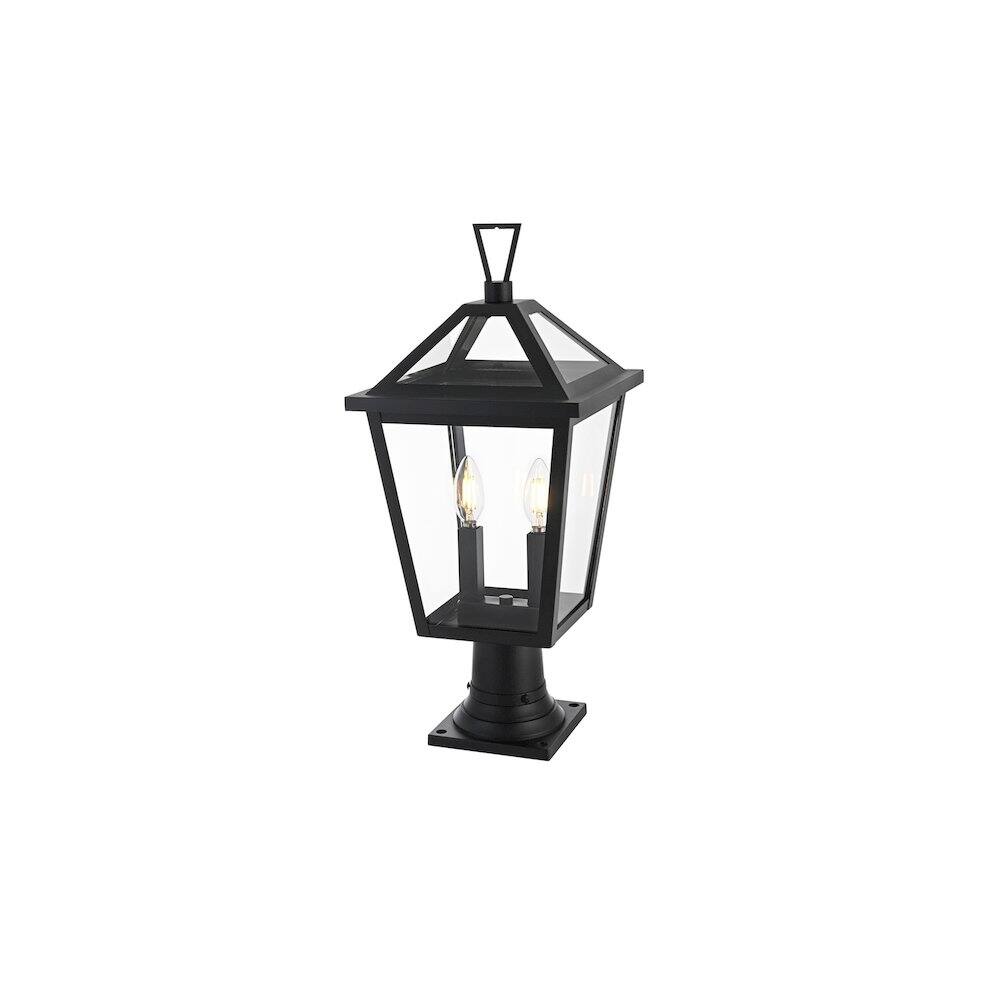 Angle. Elegant Lighting - Frankford 7 inch Outdoor Pendant in Black - Black.