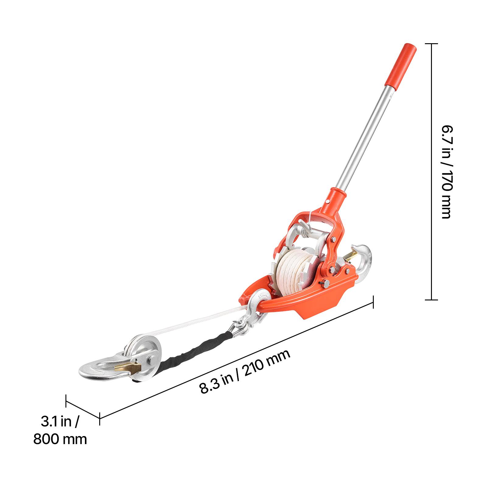 6.7 in / 170 mm  
8.3 in / 210 mm  
3.1 in / 800 mm