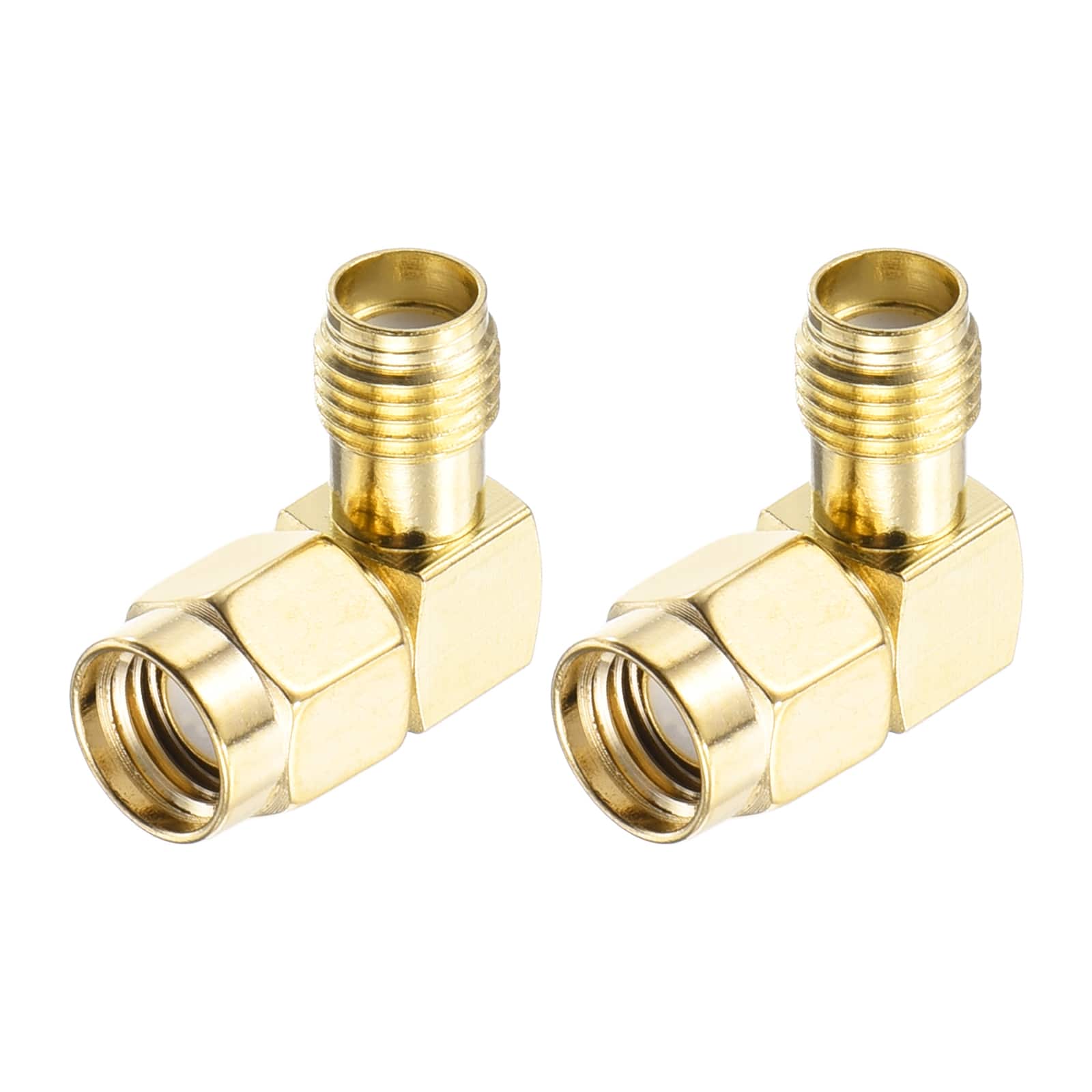 Unique Bargains - 2pcs Type RP-SMA Male to Female Adapter Converter 50 Ohm for RF/Antenna - Gold