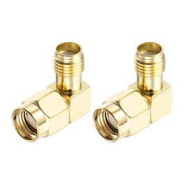 Unique Bargains - 2pcs Type RP-SMA Male to Female Adapter Converter 50 Ohm for RF/Antenna - Gold