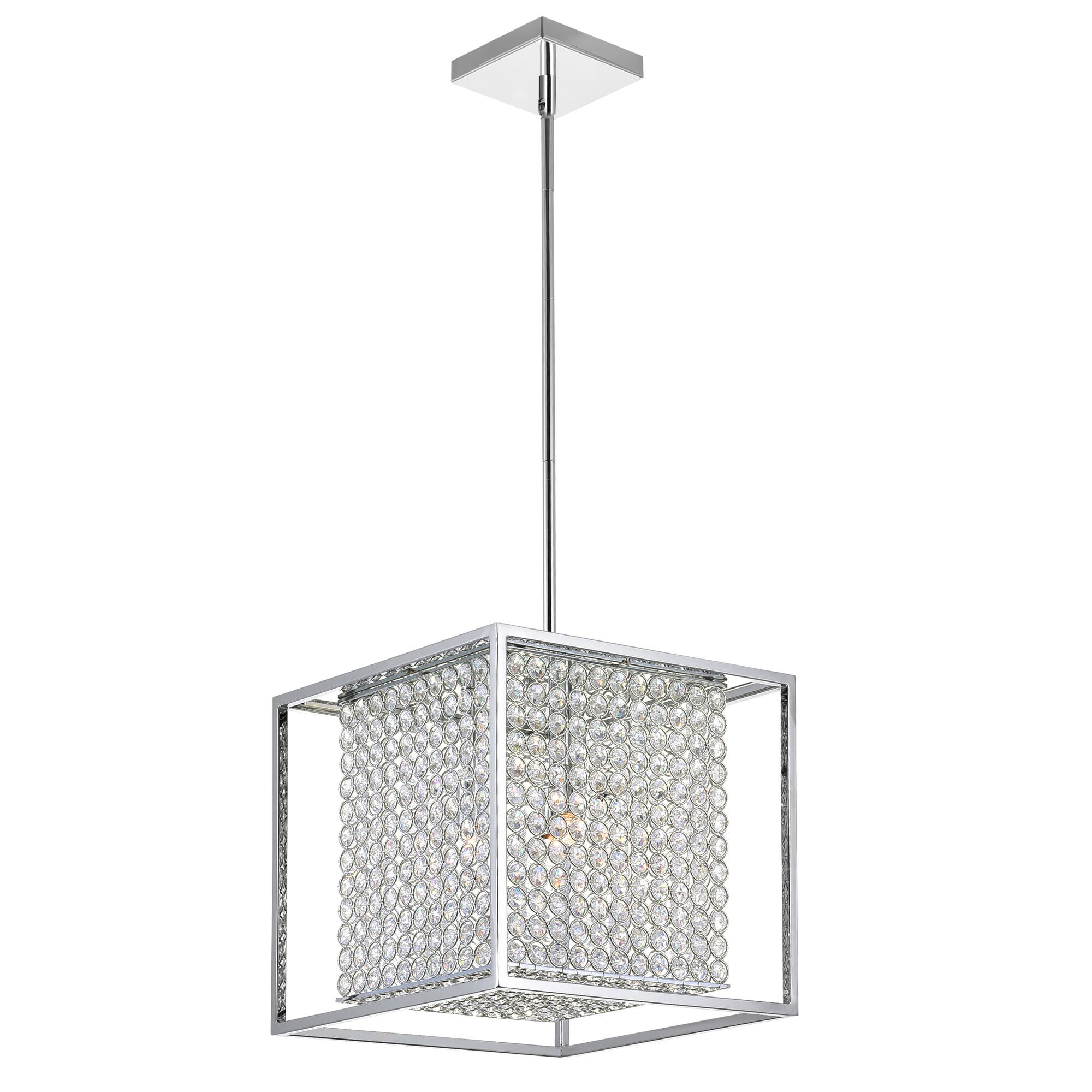 Front. CWI Lighting - Cube 3 Light Chandelier With Chrome Finish - Chrome.