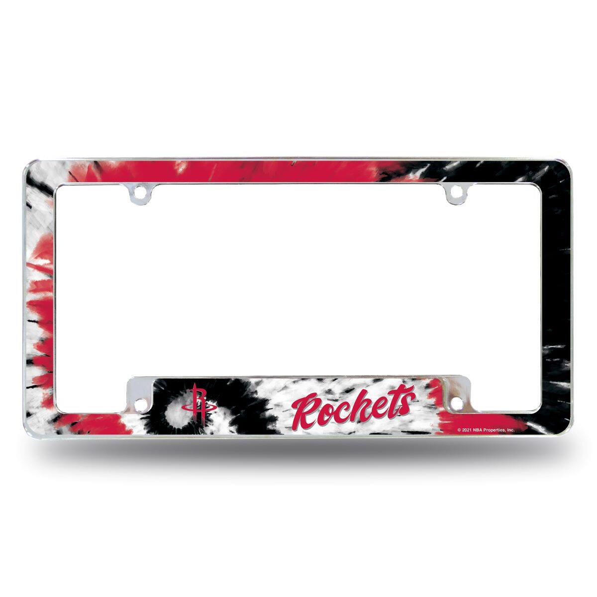 Houston Basketball Rockets Chrome Metal License Plate Frame - Tie Dye Design