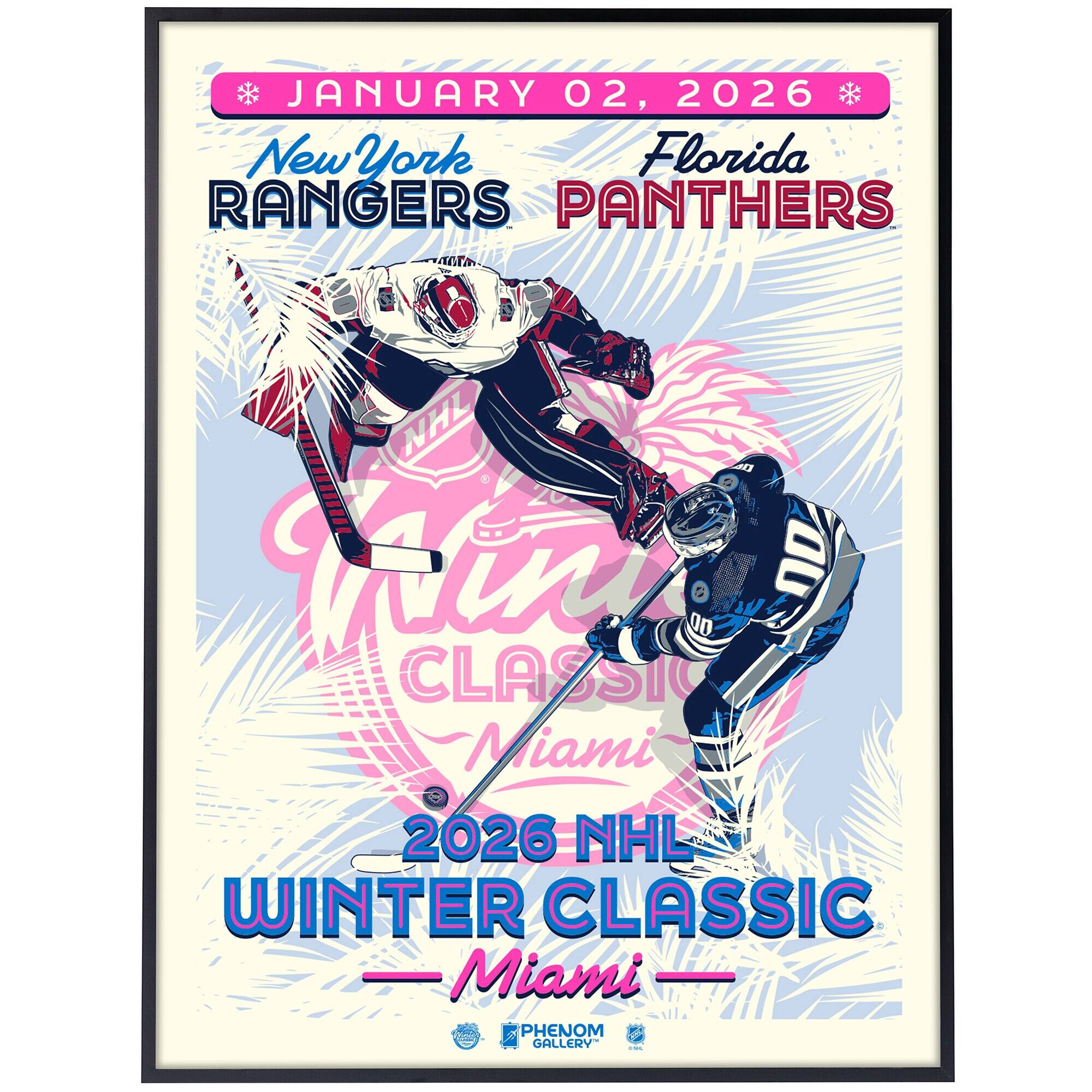 Florida Panthers vs. New York Rangers 2026 NHL Winter Classic 18'' x 24'' Deluxe Framed Serigraph Print