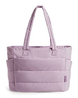 Bagsmart - Bubble 20L Puffy 15.6" Laptop Work Tote Bag, Lightweight Water-Resistant Puffer Travel Shoulder Bag for Women - Purple