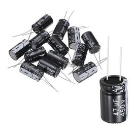 Unique Bargains - 12pcs 47uF 450V 16x27mm 105C High Temp Aluminum Electrolytic Capacitor Radial for TV/LCD/VCD - Black