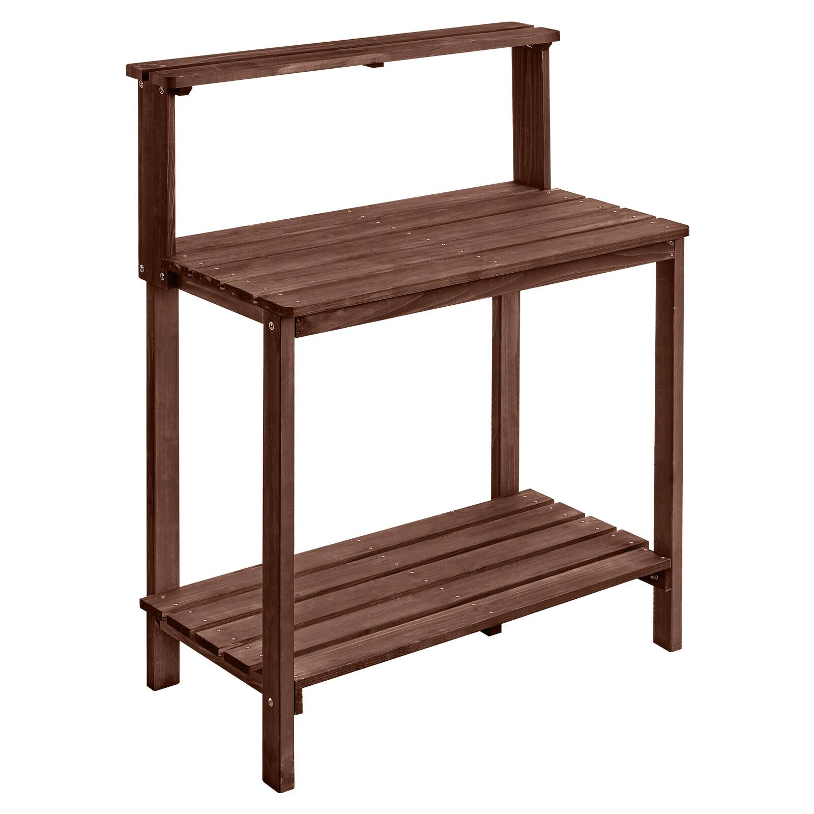 Alt View 5. VEVOR - Potting Bench Table, Outdoor Gardening Workstation with 36 x 20 in Wood Tabletop, Garden Planting Work Station - Dark brown.