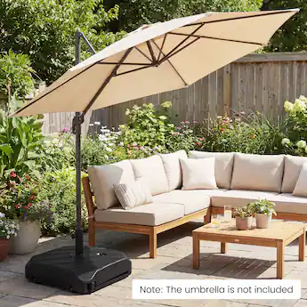 free standing patio umbrella stand Outsunny Base Designed for stability Easy Assembly Square Patio Umbrella