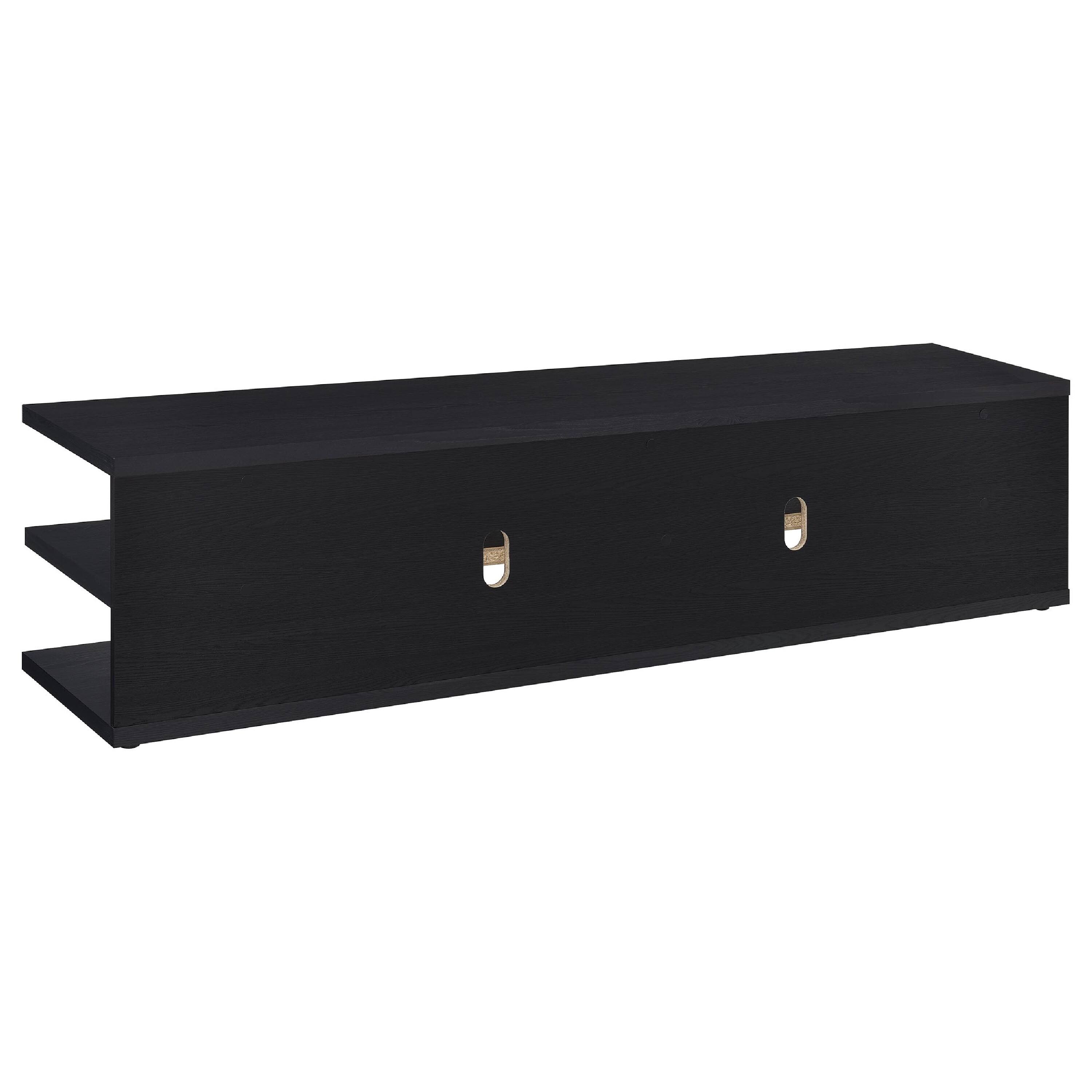 Alt View 2. Manhattan Lane - Carie TV Stand Media Console, 2-Tier Open Shelves, Black Wood 78 Inch - Black.