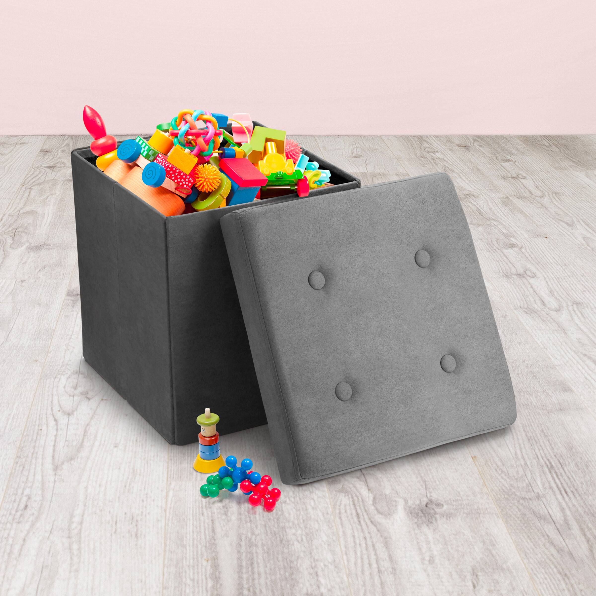 Angle. Sorbus - Sorbus Storage Ottoman Bench – Collapsible/Folding Bench Chest with Cover Perfect Shoe Chest, Hope Chest, Pouffe Ottoman - Gray.