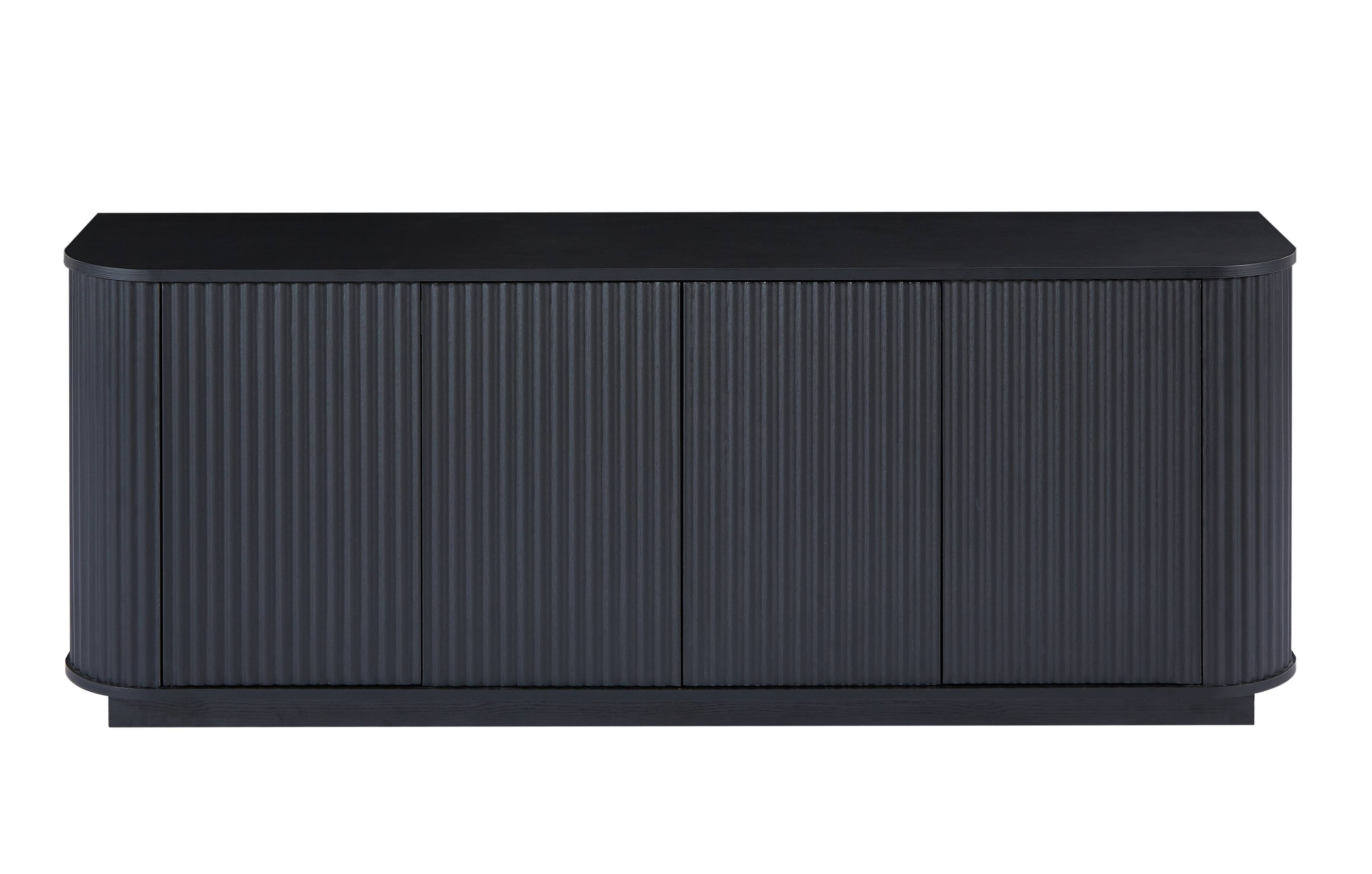 Alt View 2. APRILSOUL - Sideboard Storage Cabinet TV Stand with wave pattern Buffet Cabinet Wooden Vertical Striped Cabinet - Black.