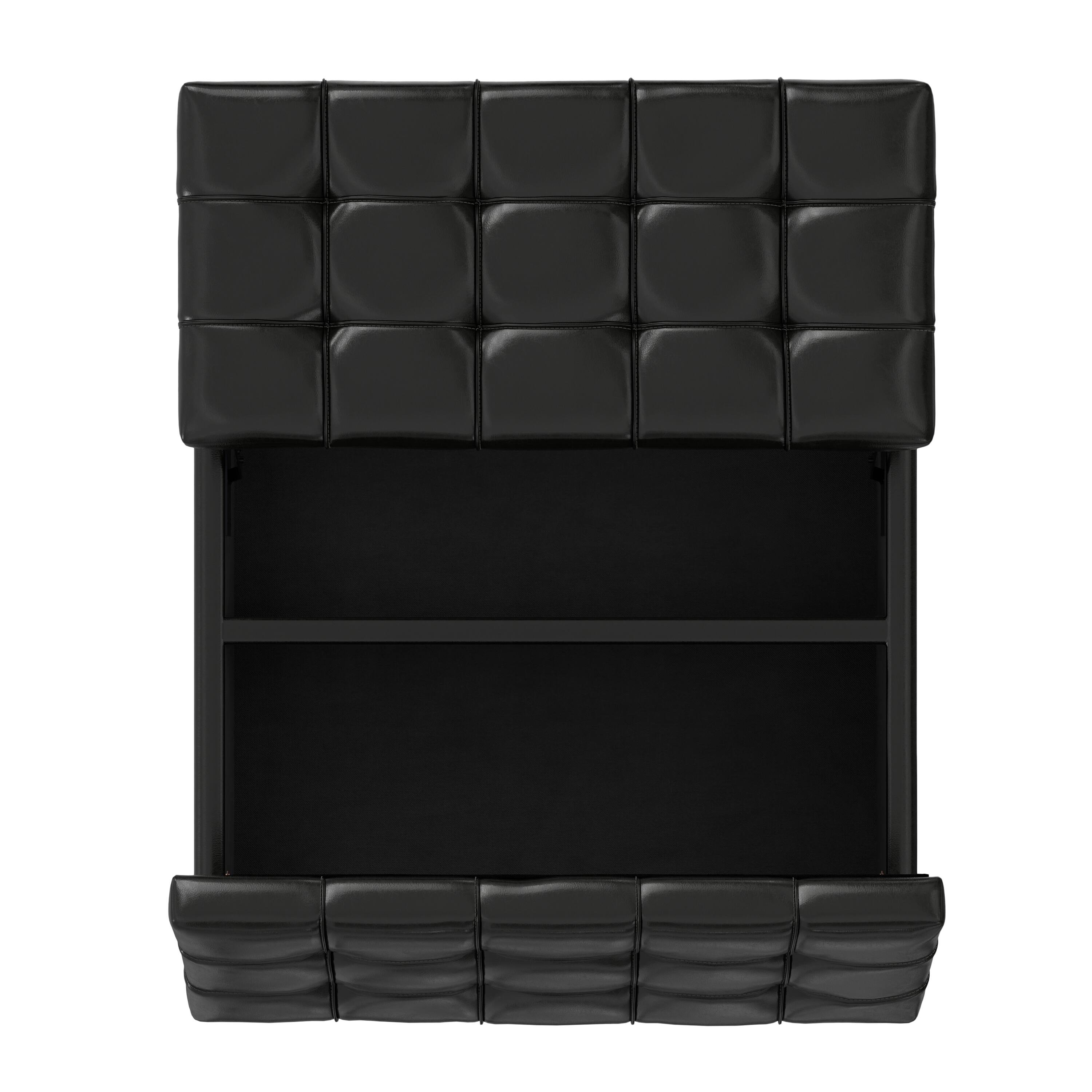 Alt View 10. Simpli Home - Laura 36 inch Transitional Square Mid Century Lift Top Storage Ottoman in Midnight Black Vegan Faux Leather, Assembled - Midnight Black.