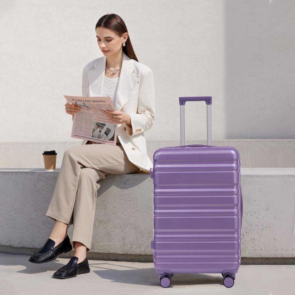 Angle. BreeBe - HIFINE TOURIST 20'/24'/28' 3 pcs/set in ABS Spinner Wheel Luggage, Carry on Suitcase, Matching Color, Combination Lock - Purple.