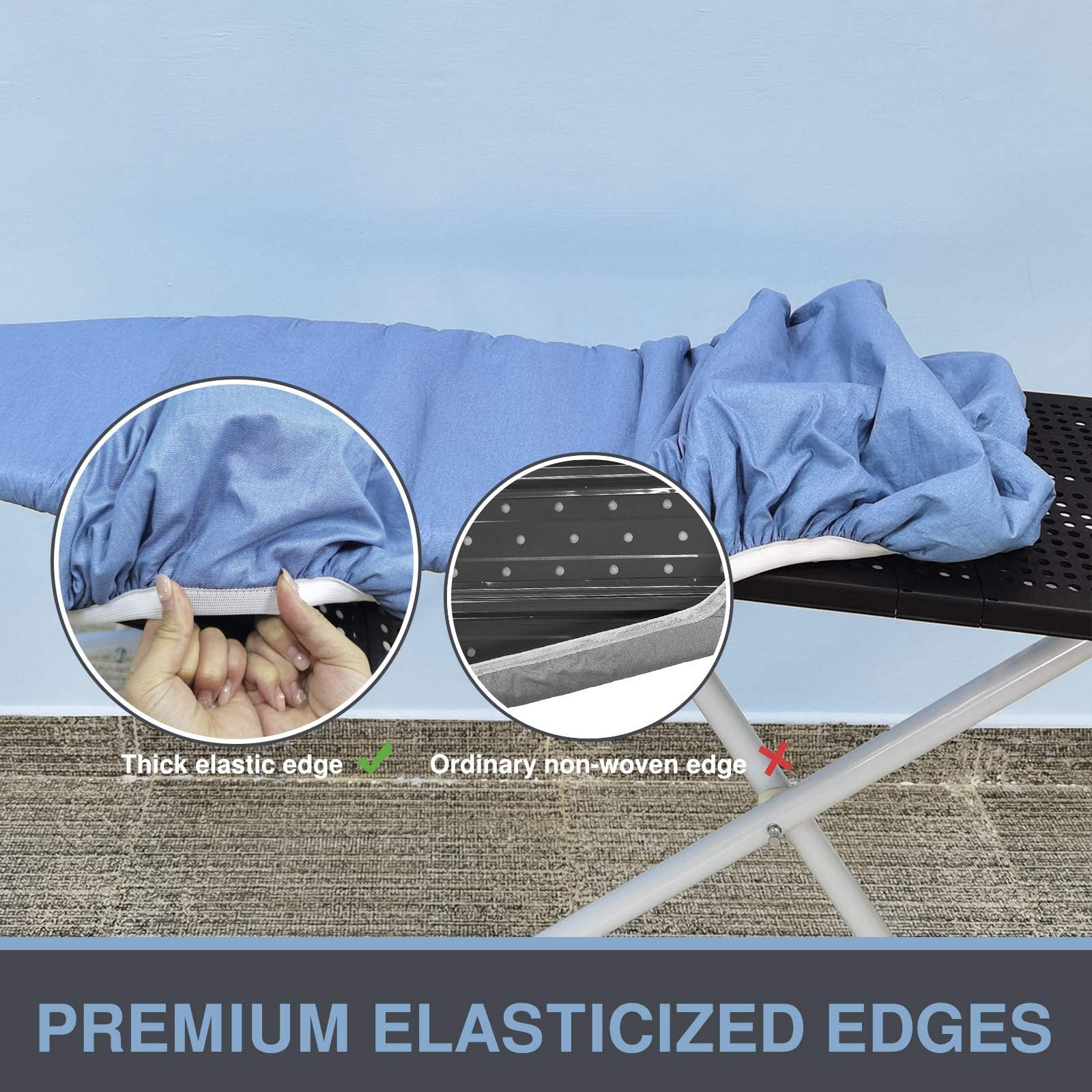 Thick elastic edge ✔️  
Ordinary non-woven edge ❌  

PREMIUM ELASTICIZED EDGES