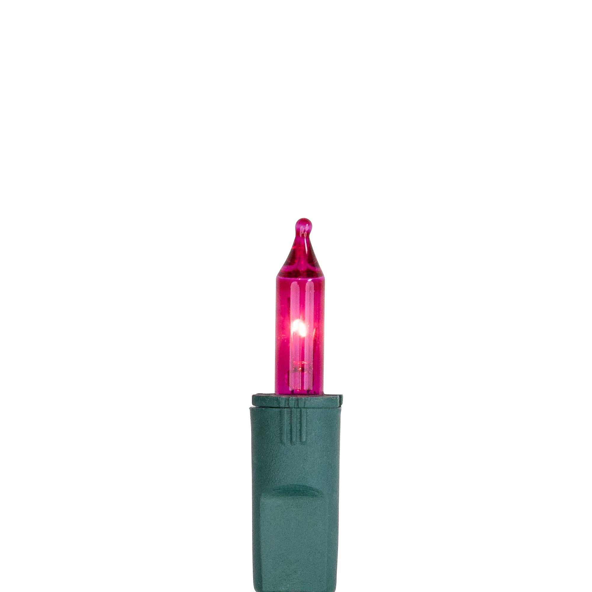 Alt View 3. GKI/Bethlehem Lighting - Perm-O-Snap Mini Christmas Lights - Pink - 24.75 ft Green Wire - 50ct - Pink.