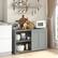 Alt View 5. Costway - Kitchen Storage Cabinet Sideboard Buffet Cupboard Wood Sliding Door Pantry - Gray.
