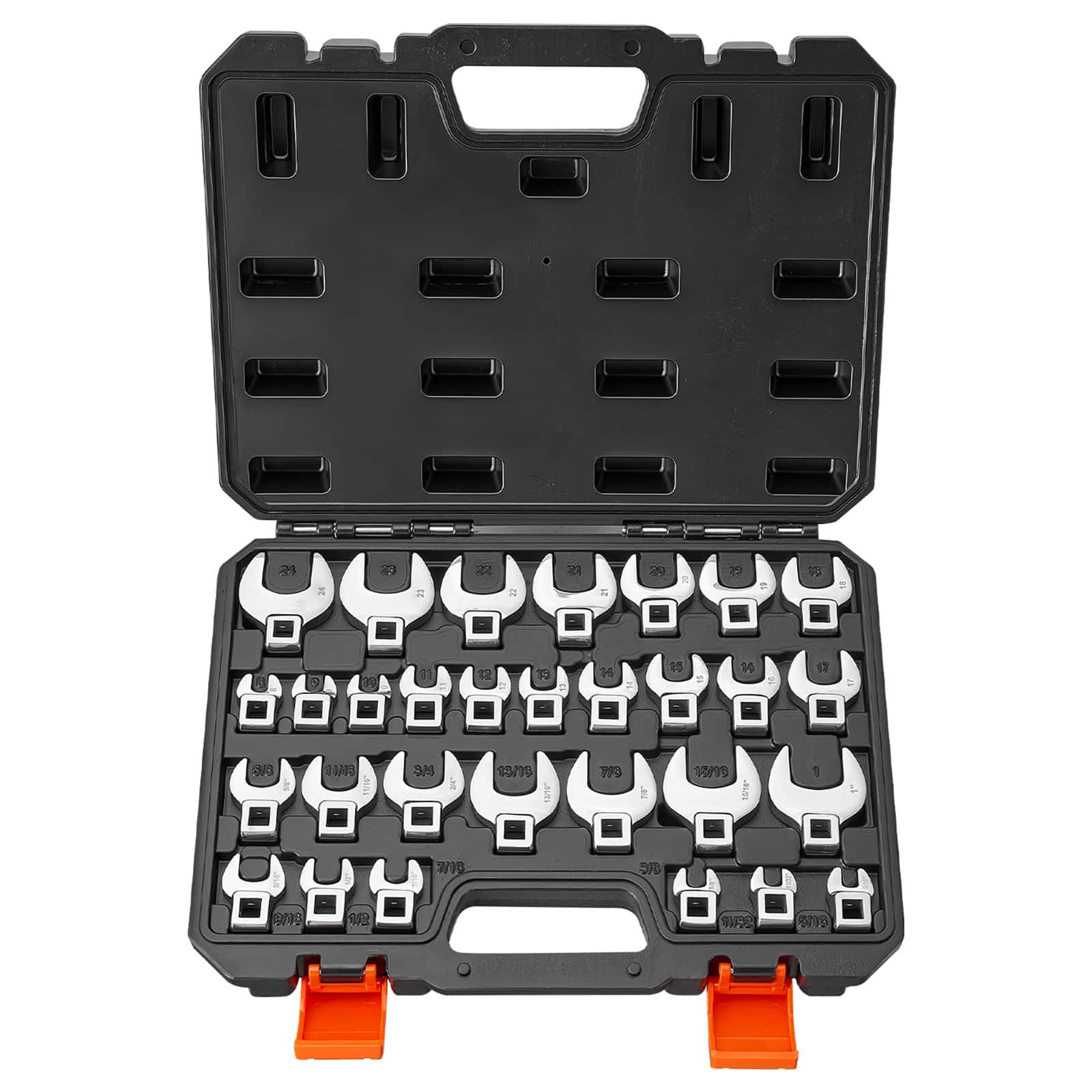 "VEVOR - Crowfoot Wrench Set, 3/8"" Drive, 30-Piece Metric and SAE Size Crows Foot Wrenches, Cr-Mo Alloy Steel, with Storage Case - Black;Silver" price history on PriceWatchPro