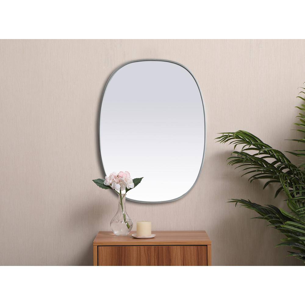 Alt View 5. Elegant Decor - Metal Frame Oval Mirror 30x40 Inch in Silver - Silver.