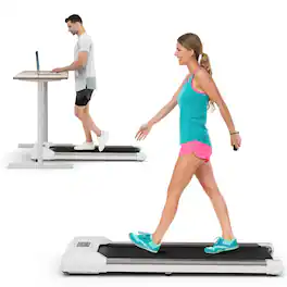 Costway - 0.6-3.8MPH Walking Pad Under Desk Treadmill with Remote Control and LED Display - White
