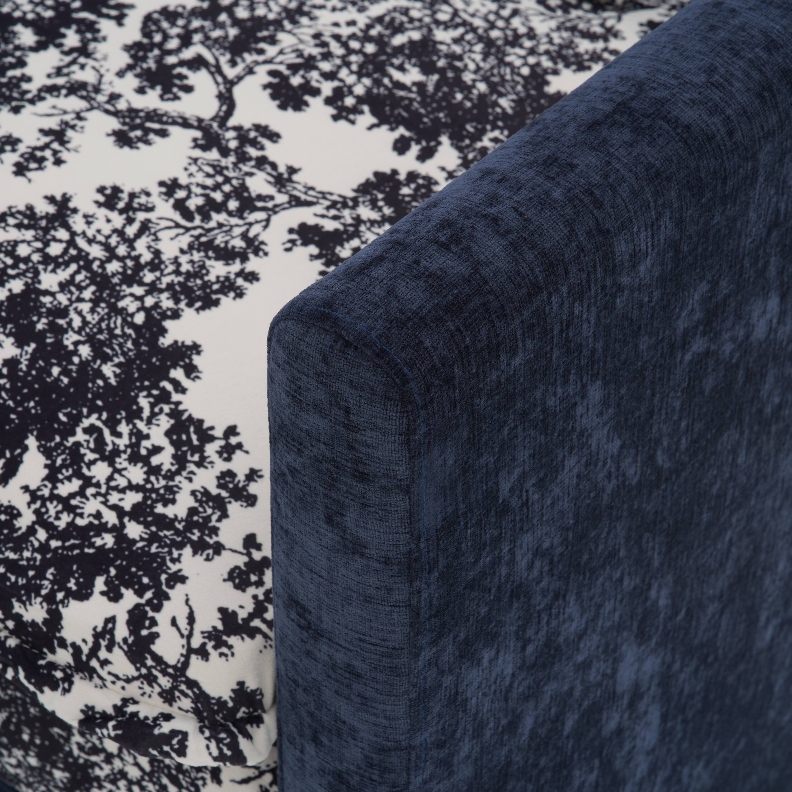 Alt View 7. Homsee - Vintage Floral Chenille Sectional Sofa, 4-Seater L-Shaped Couch with High Backrest, Spring Support & Plush Pillows - Dark Blue.