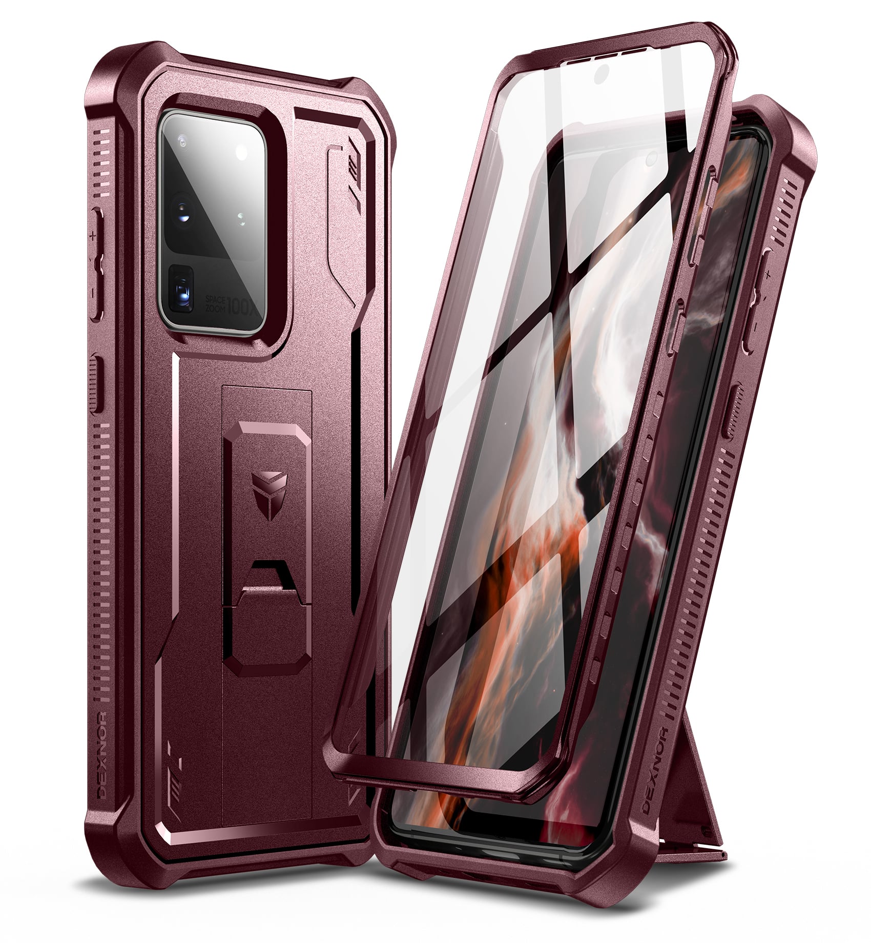 Dexnor - Full Body Case for Samsung Galaxy S20 Ultra/6.9 inches Heavy Duty Military Grade Protection Shockproof Protective Cover - Maroon Red