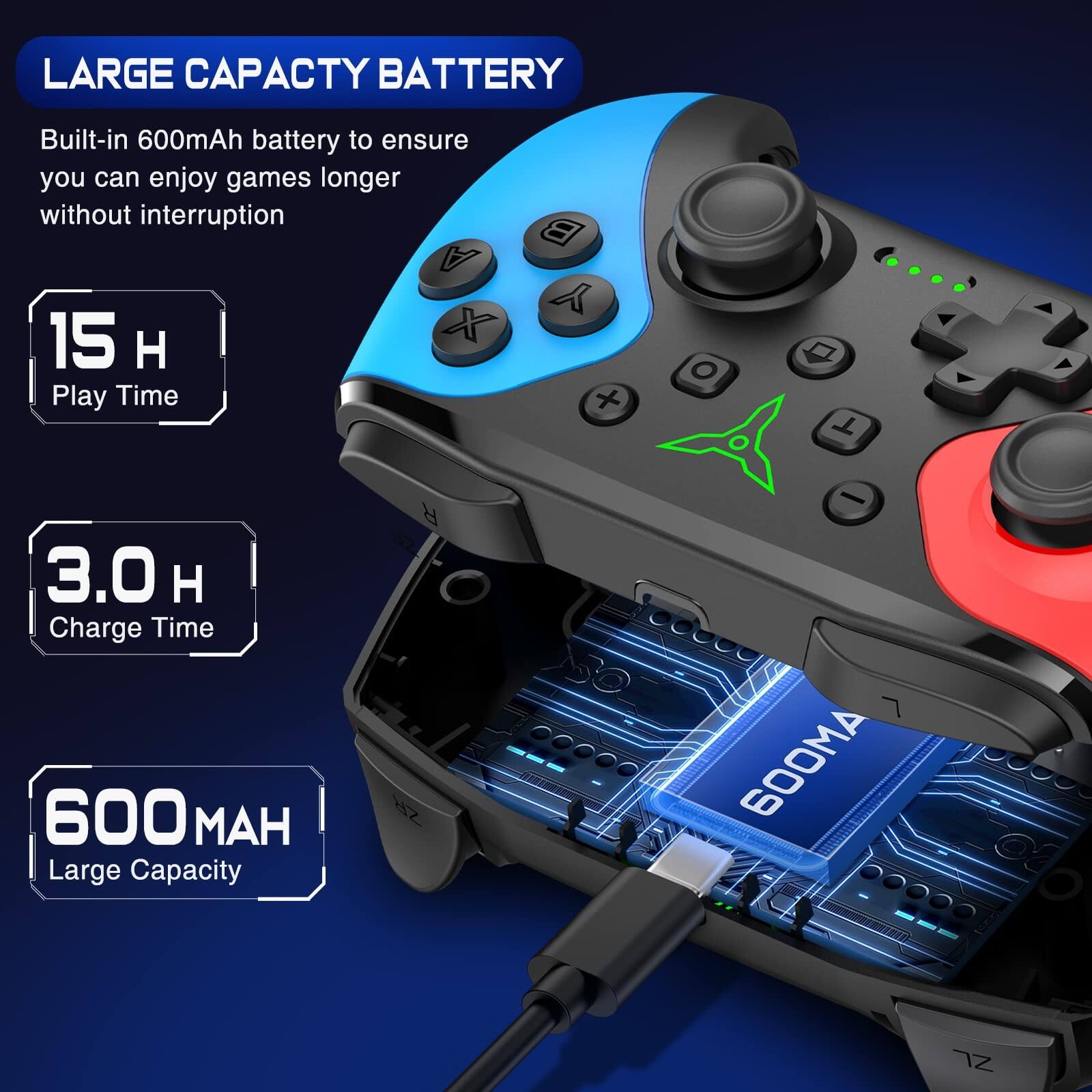 LARGE CAPACITY BATTERY

Built-in 600mAh battery to ensure you can enjoy games longer without interruption

15 H Play Time

3.0 H Charge Time

600 MAH Large Capacity