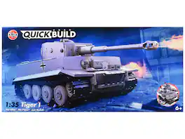 Skill 1 Model Kit Tiger I Tank "German Army" Snap Together Painted Plastic Tank Kit 1/35 Scale by Airfix Quickbuild
