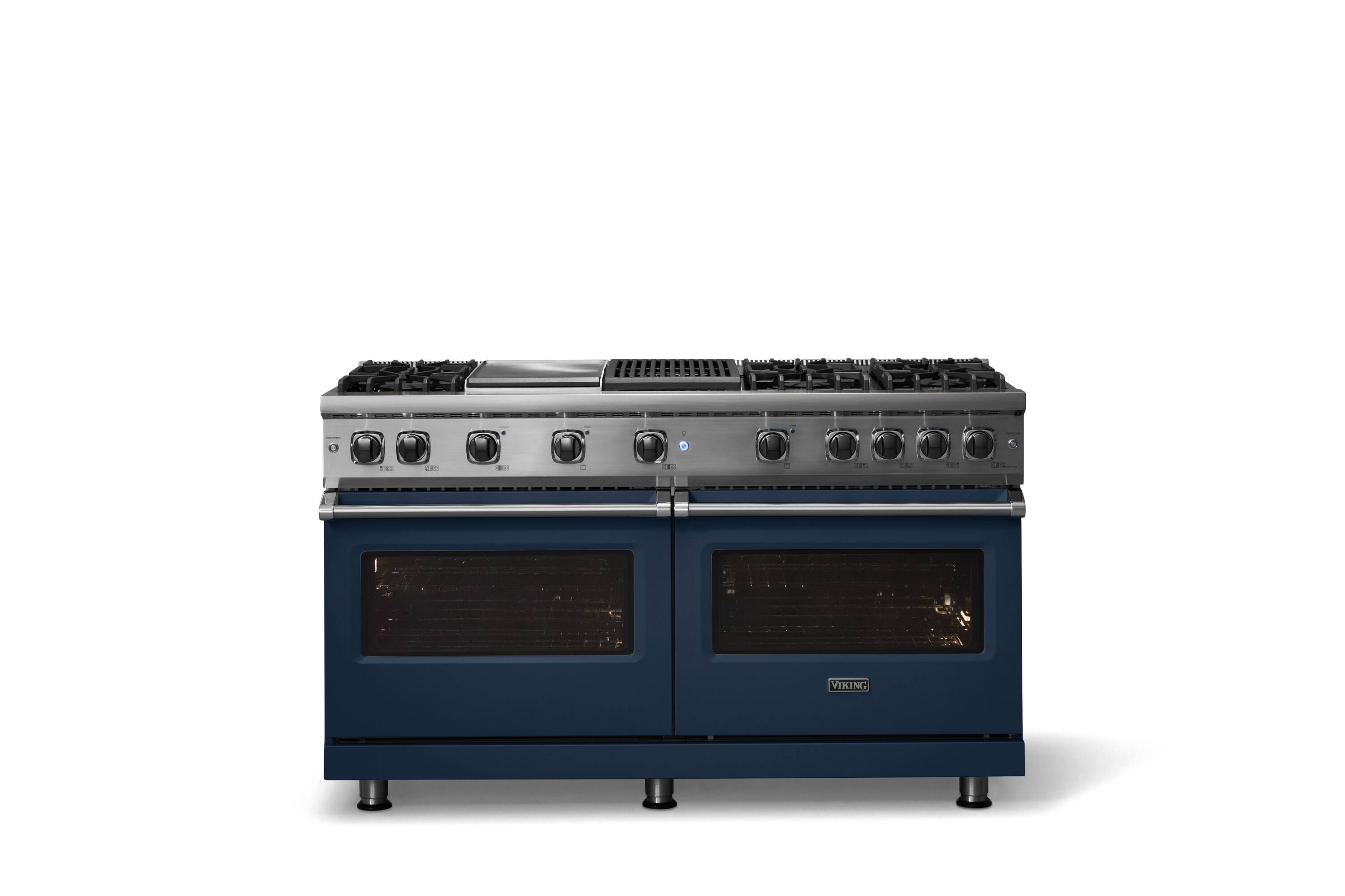 Alt View 1. Viking - 8.0 Cu. Ft. 60"W. Professional 5 Series Freestanding Double Oven Liquid Propane Gas Convection Range - Slate Blue.