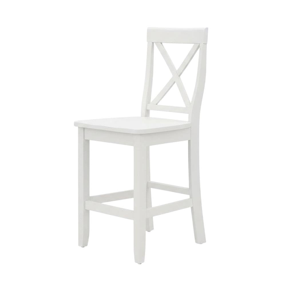Back. FurniFact - Counter Height Bar Stool Set in Sleek Style with Comfort Design - White.