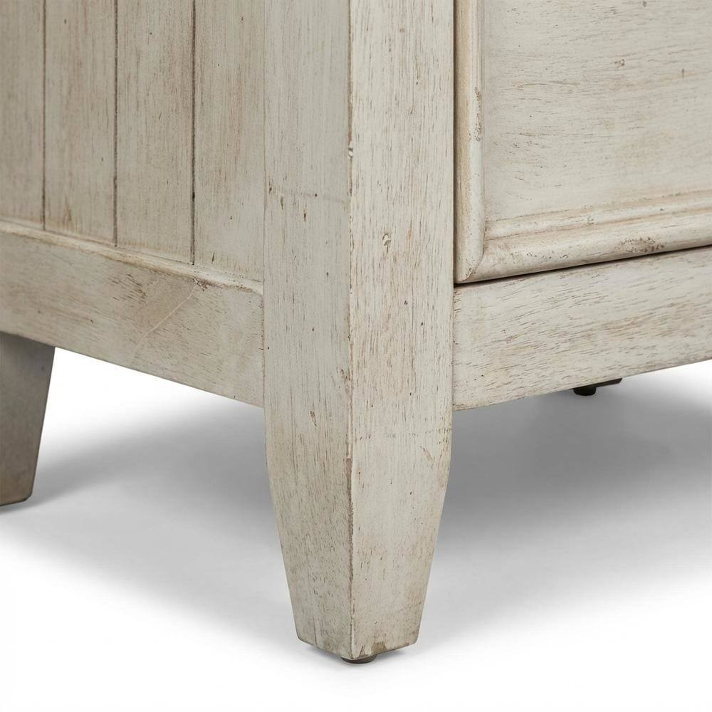 Left. Starlight Canyon Home - White Farmhouse Nightstand with Charging Station and Storage Space - White.
