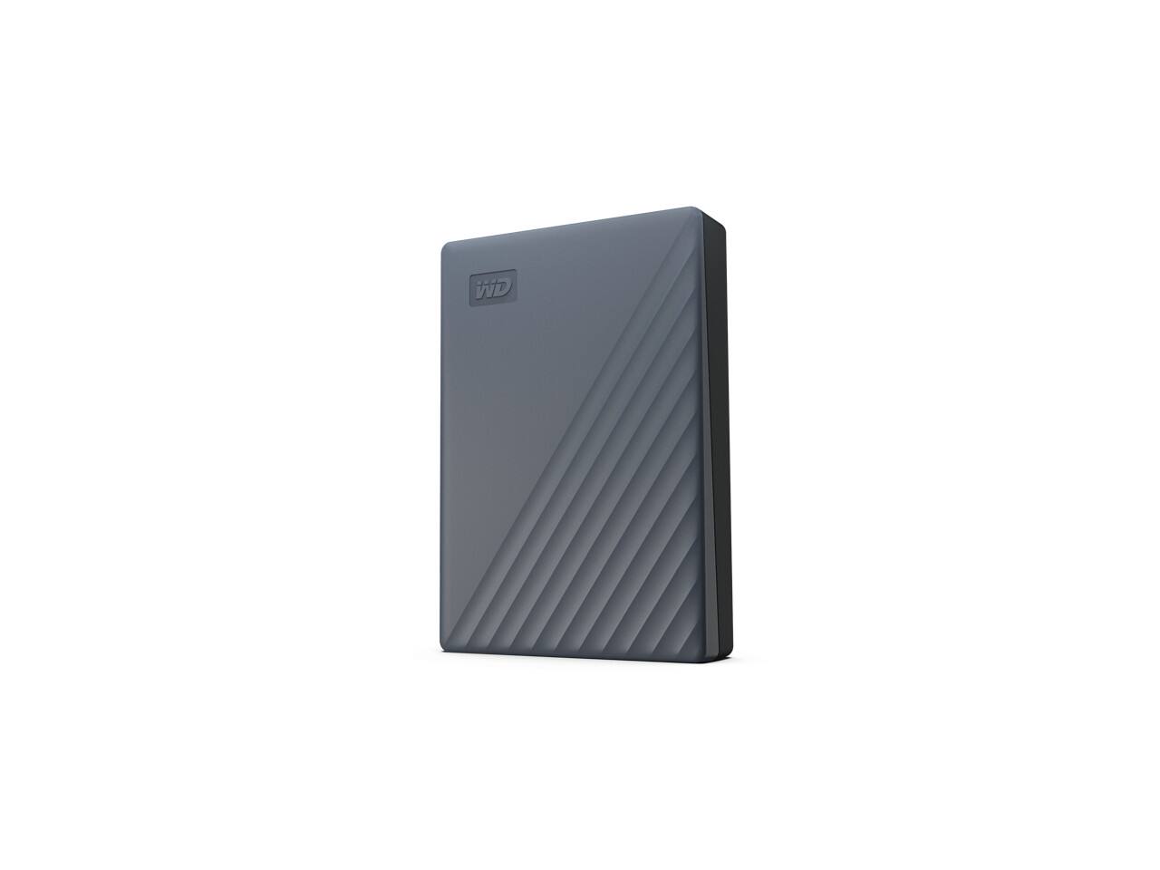 Left. Western Digital - WD 5TB My Passport Portable Storage External Hard Drive  USB-C™ (WDBRMD0050BGY-WESN) - Silicon Grey.