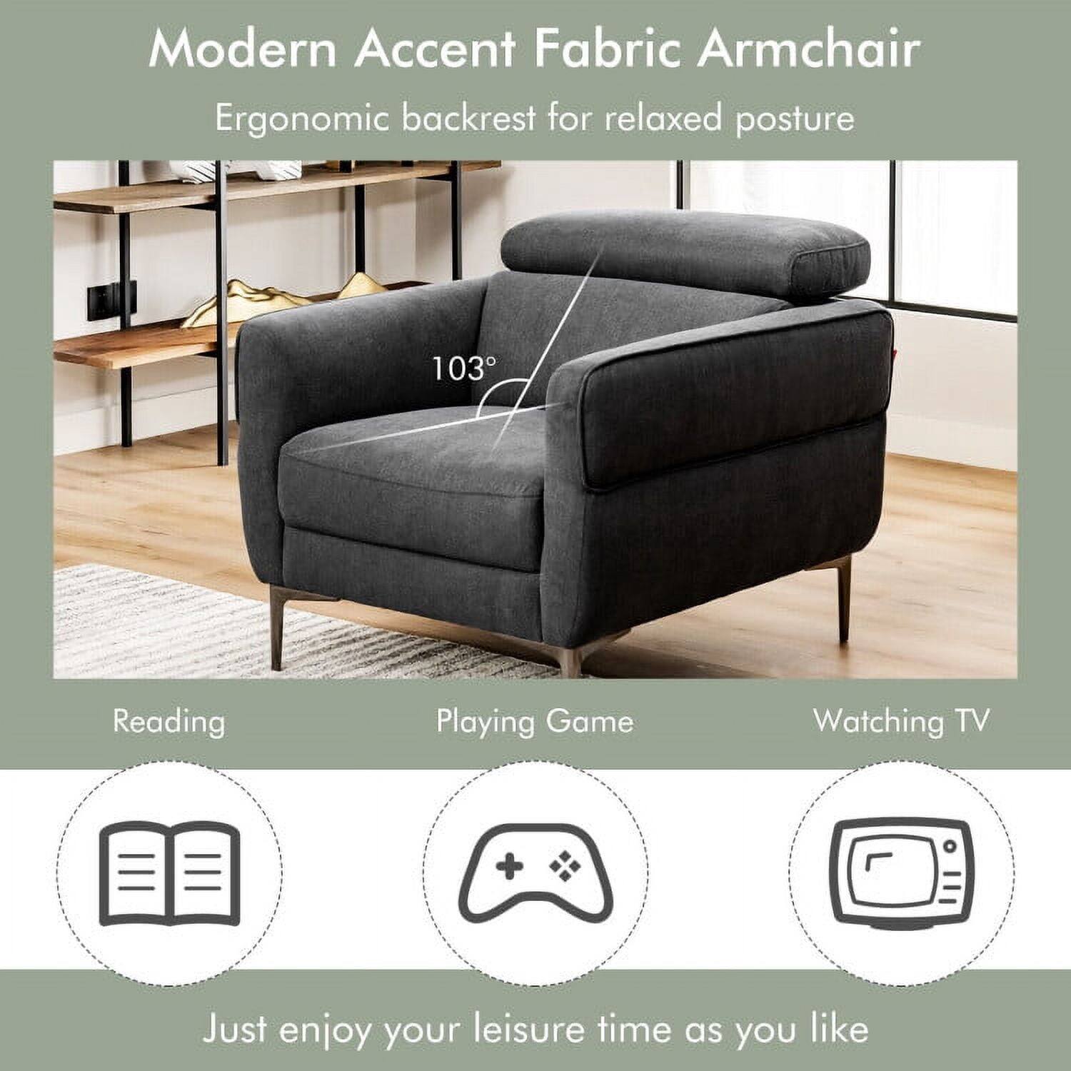 Modern Accent Fabric Armchair  
Ergonomic backrest for relaxed posture  

103°  

Reading  
Playing Game  
Watching TV  

Just enjoy your leisure time as you like