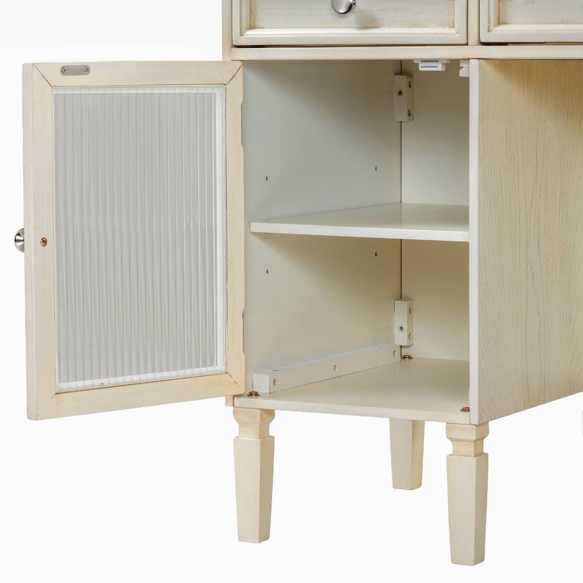 Alt View 9. Loheer - Loheer Makeup Vanity Desk with Stool, Flip Top Mirror, White Oak - White Oak.