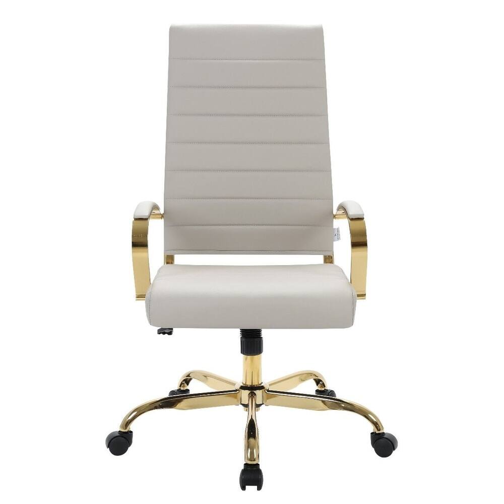 Alt View 3. LeisureMod - Benmar High-Back Leather Office Chair with Gold Accents, Adjustable Height, Swivel and Tilt Conference Desk Chair - Tan.