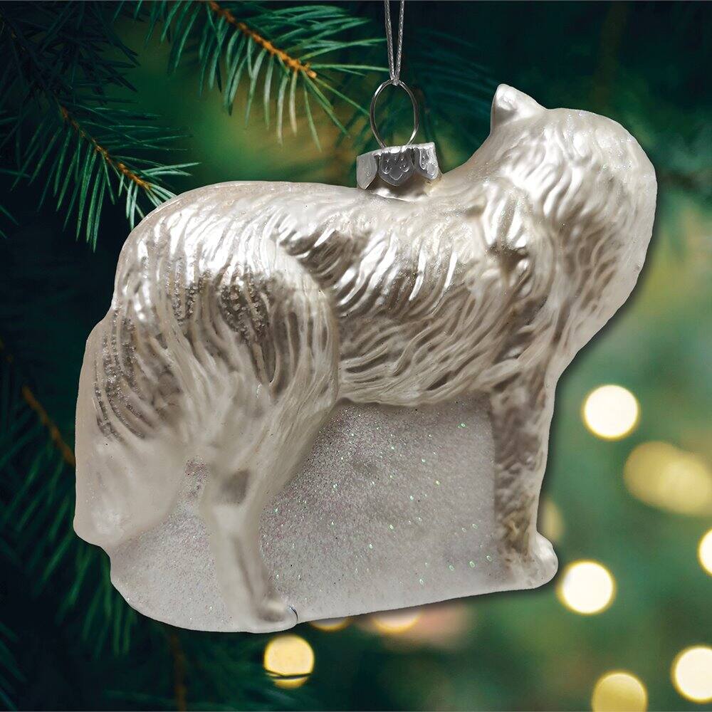 Back. OrnamentallyYou - Arctic Winter Wolf Christmas Ornament - Multi-colored.