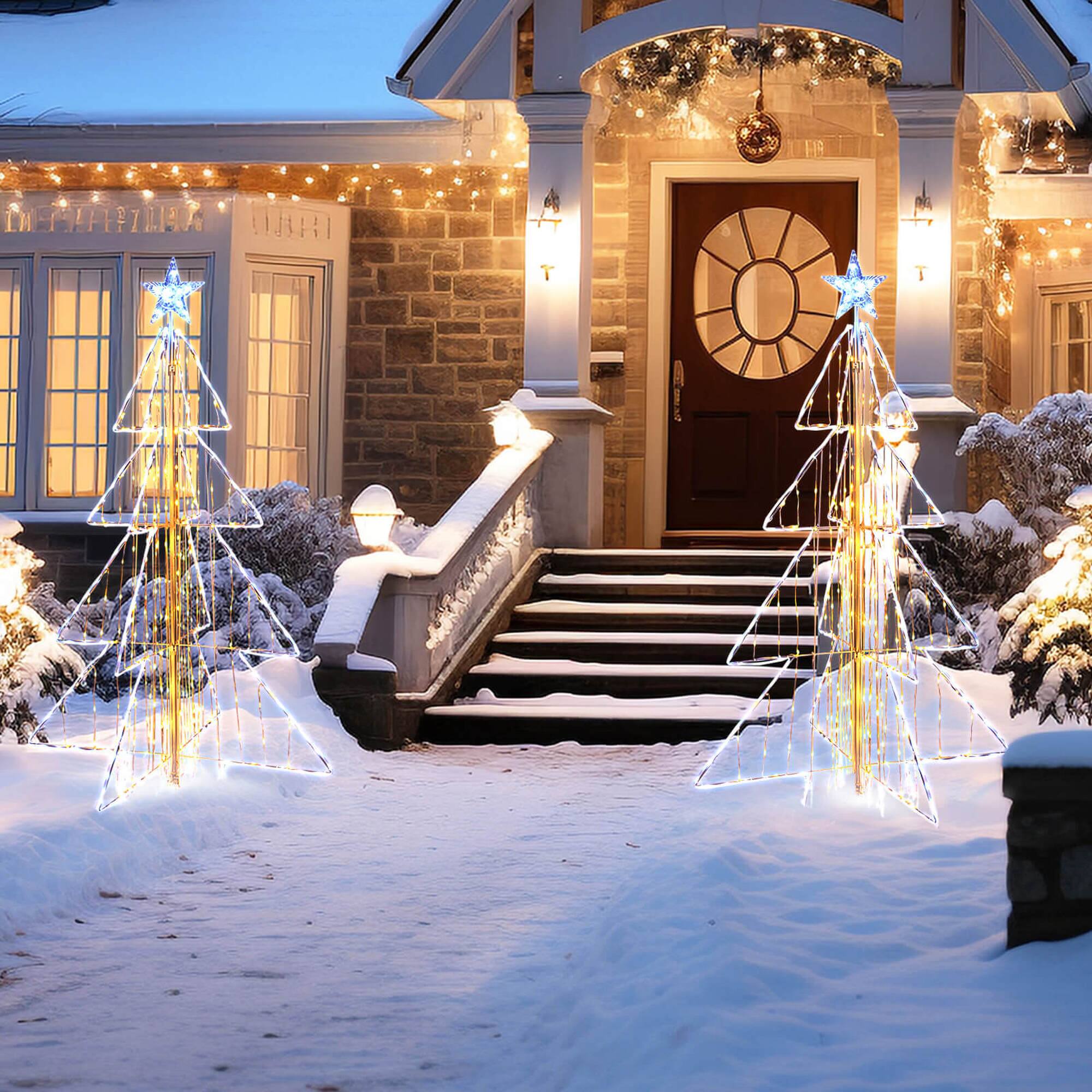 Alt View 5. Costway - Costway 5FT Animated Christmas Tree with 252 Warm 202 Cold LED Lights Zip Ties & Stakes - White.