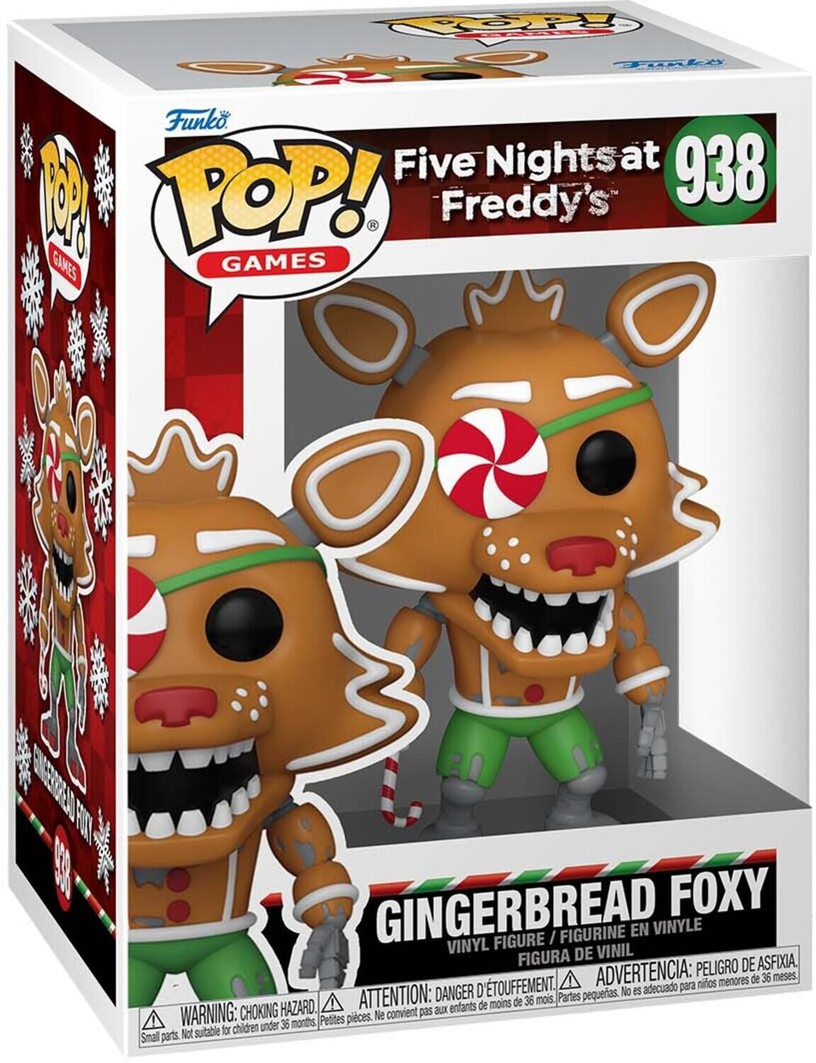 TOPY P FoakA Funko Five Nightsat at 938 M POP! Freddy's GAMES GAMES HT  GINGERBREAD FOXY FIGURINE EN VINYLE FIGURE / VINYL DE VINIL FIGURA PELIGRO DE ASFIXIA D'TOUFFEMENT. ADVERTENCIA: para nios menores de 36 meses. DANGER D pequerias. No es adecuado HAZARD. ATTENTION: enfants de moins de 36 mois Partes WARNING: CHOKING convient pas aux Petites pieces. Ne chidren under 36 months Not suitable for Smal parts.